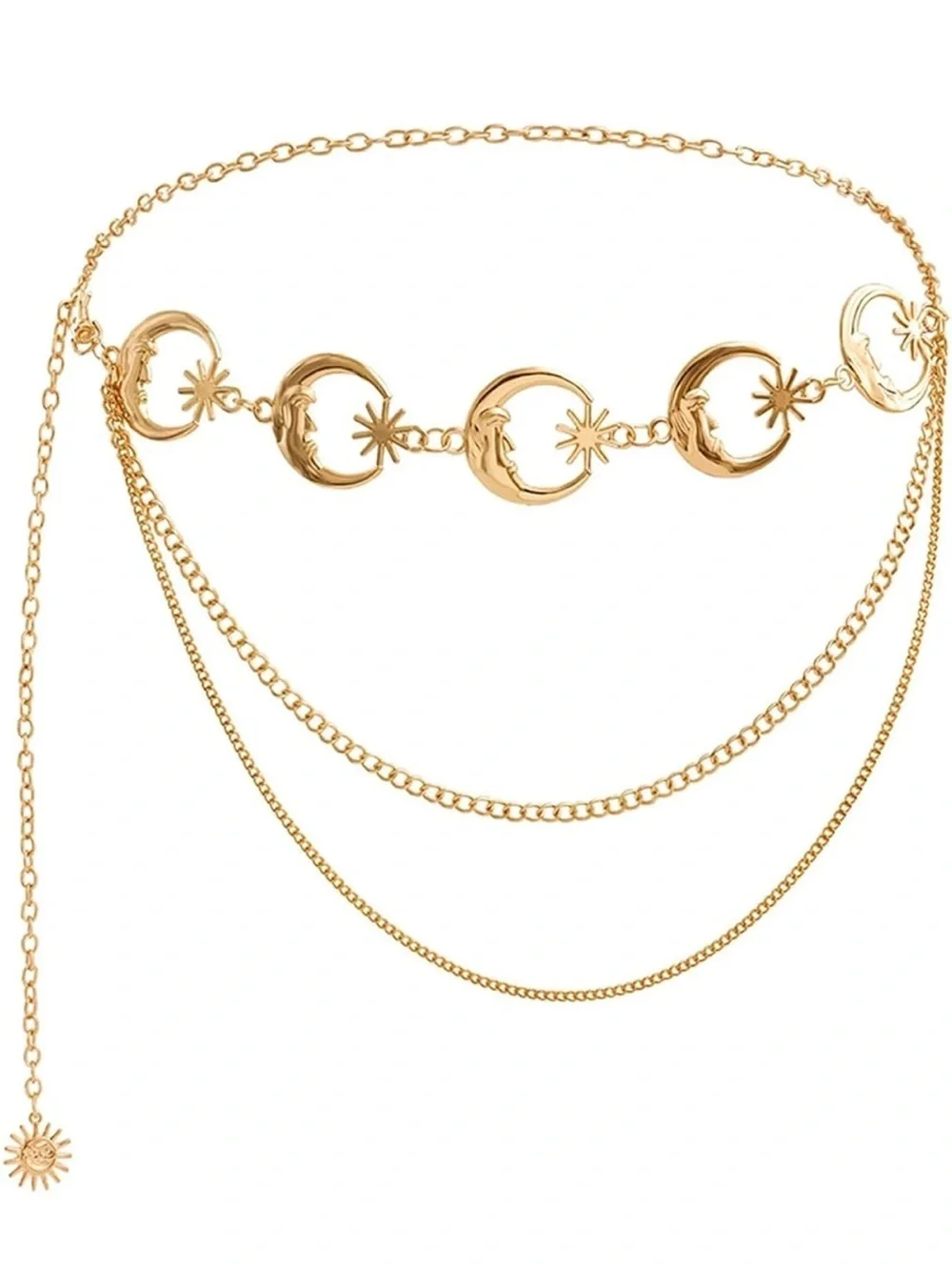 New! Vintage Celestial Moon & Star Chain Belt